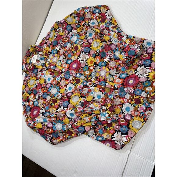 Tunevuse Mens M Long Sleeve Button Up Hippie Shirt Retro Floral Colorful - Picture 3 of 8